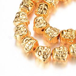 Chapelets de perles en hématite synthétique sans magnétique, Bouddha, plaqué or, 8x8x7mm, Trou: 1mm, Environ 52 pcs/chapelet, 16.2 pouce