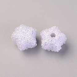 Harz perlen, mit Strass-Kristall, Imitation Candy Food Style, Hälfte gebohrt, Stern, weiß, 17.5~18x17.5~18x13.5~14 mm, Bohrung: 3.5 mm