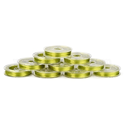 Flacher elastischer Stretchfaden mit japanischem Kristall, für Armbänder Edelsteinschmuck Herstellung Perlen Handwerk, grün gelb, 0.38 mm, ca. 10.93 Yard (10m)/Rolle