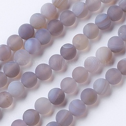 Chapelets de perles en agate rayée/agate à rangs de grade naturel, teints et chauffée, mat, ronde, brun rosé, 6mm, Trou: 1mm, Environ 62 pcs/chapelet, 14.9 pouce (38 cm)