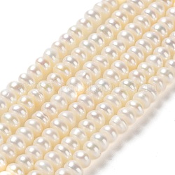 Brins de perles de culture d'eau douce naturelles, Note 6 un, rondelle, linge, 3.8~4.2x2.5~3mm, Trou: 0.7mm, Environ 131~135 pcs/chapelet, 15.04'' (38.2 cm)