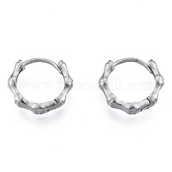 316 Surgical Stainless Steel Bamboo Stick Hoop Earrings for Men Women, Stainless Steel Color, 14.5x15.5x3.5mm, Pin: 1mm
