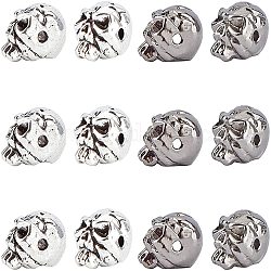 AHANDMAKER Alloy Skull Spacer Beads, 40 Pcs 2 Antique Colors Skull Alloy European Beads Large Hole Beads for DIY Halloween Crafts Jewelry Making Supplies