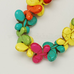 Synthetical Turquoise Beads Strands, Dyed, Butterfly, Mixed Color, 24x19x5mm, Hole: 1.5mm, about 30pcs/strand