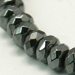 Non magnetici perle ematite sintetico fili, grado a, sfaccettato, rondelle, 4x2mm, Foro: 0.5 mm