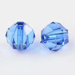 Perline acrilico trasparente, sfaccettato, tondo, blu, 10mm di diametro, 10 mm di spessore, Foro: 2 mm, circa 916pcs/500g