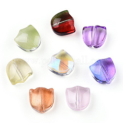 Lackiert transparent Glasperlen, Tulpe Blume, Mischfarbe, 9x9x5.5 mm, Bohrung: 1 mm