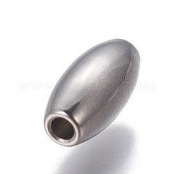 304 perline in acciaio inossidabile, riso, colore acciaio inossidabile, 11x5mm, Foro: 1.5 mm