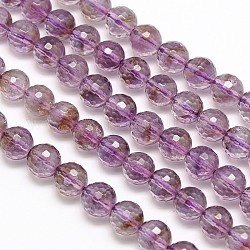 Natural Amethyst Round Bead Strands, Faceted, 9mm, Hole: 1mm, about 44pcs/strand, 15.7 inch