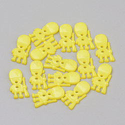 2-Agujero botones acrílicos, niño, amarillo, 21x12x2.5mm, agujero: 1.5 mm
