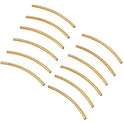 PandaHall 200pcs 35mm Curved Noodle Tube Spacer Beads Golden Sleek Twist Curved Long Tube Beads for DIY Jewelry Making, 1mm Hole