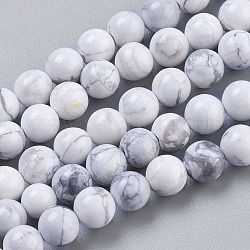 Natürliche Howlith Perlen Stränge, Runde, weiß, 6 mm, Bohrung: 1 mm, ca. 32 Stk. / Strang, 7.6 Zoll