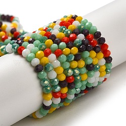 Chapelets de perles en verre, facette, rondelle, couleur mixte, 4x3mm, Trou: 0.4mm, Environ 123~127 pcs/chapelet, 15.75~16.5 pouce (40~42 cm)