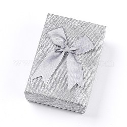 Boîtes de kit de bijoux en carton, avec coussinet éponge à l'intérieur, rectangle, gris clair, 9.35x6.3x3 cm