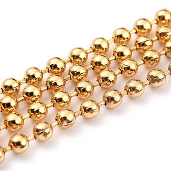 Cadenas de bolas de latón hechas a mano, soldada, con carrete, oro, 2.5mm, 32.8 pie (10 m) / rollo