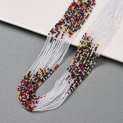 Transparent Gradient Color Glass Beads Strands, Segmented Multi-color Beads, Faceted Round, Clear, 2mm, Hole: 0.5mm, about 184~187pcs/strand, 14.37''(36.5cm)