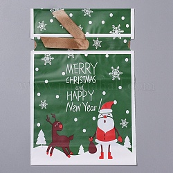 Sacchetti regalo natalizi con coulisse, goody bag con papillon, bomboniere forniture confezioni regalo, verde, 23(±2 cm) x 15x0.01 cm, circa 45~50pcs/scatola