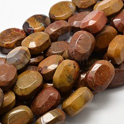 Natürliche versteinertes Holz Perlenstränge, Oval, facettiert, 20x15x10 mm, Bohrung: 1 mm, ca. 20 Stk. / Strang, 15.74 Zoll