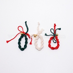 Decoraciones colgantes de tejido de algodón con tema navideño, anillo con campana y lazo, para la decoración de la fiesta del festival de bodas, colorido, 165mm, 3 PC / sistema