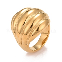 Ионное покрытие (ip) 304 текстурированное массивное кольцо из нержавеющей стали, круассан кольцо для женщин, золотые, размер США 7 1/4 (17.5 мм)