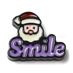 Кабошоны из непрозрачной рождественской смолы, слово улыбка с дедом морозом, фиолетовые, 21x25x5 мм