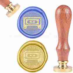 DIY Sammelalbum, Messing Wachs Siegelstempel und Holz Griffsätze, Band, golden, 8.9x2.5 cm, Briefmarken: 25x14.5 mm