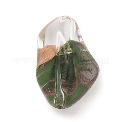 Прозрачные стеклянные бусины, имитация драгоценных камней, самородки, темно-оливковый зеленый, 21x14x9.5 мм, отверстие : 1.2 мм