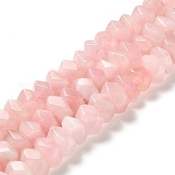 Granos naturales de abalorios de cuarzo rosa, facetados, pepitas, 10~11x8~10x7~8mm, agujero: 1 mm, aproximamente 22~23 pcs / cadena, 7.09~7.48'' (18~19 cm)