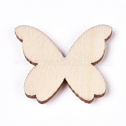 Unfertige leere Holz-Cabochons, lasergeschnittene Holzformen, Schmetterling, blanchierte Mandel, 25x30x2.5 mm, 100 Stück / Beutel