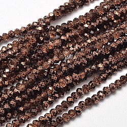 Fili di perle di vetro verniciato trasparente sfaccettato, marrone noce di cocco, 4x3mm, Foro: 1 mm, circa 125pcs/filo, 15 pollice