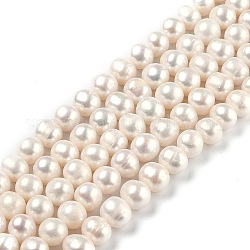 Natural Cultured Freshwater Pearl Beads Strands, Potato, Bisque, 8~10.5mm, Hole: 0.7mm, about 43pcs/strand, 14.06 inch(35.7cm)