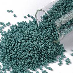 Toho perles de rocaille rondes, Perles de rocaille japonais, (2604f) turquoise semi-émaillé, 15/0, 1.5mm, Trou: 0.7mm, à propos 3000pcs / bouteille, 10 g / bouteille