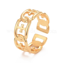 Chapado en iones (ip) 304 óvalo de acero inoxidable con anillo cruzado abierto para mujer, dorado, nosotros tamaño 7 1/4 (17.5 mm)