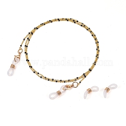 Brillenketten, Halsband für Brillen, mit Messing Emaille Kabelketten, Alu-Hummerkrallenverschlüsse und Gummischlaufenenden, golden, Schwarz, 27.75 Zoll (70.5 cm)