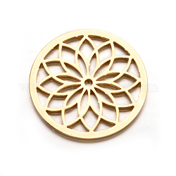 Rotonda e piatta con fiore 304 perle in acciaio inox, oro, 35mm, Foro: 2 mm