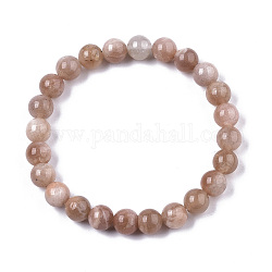 Unisex natürliche Sonnenstein Stretch Perlen Armbänder, Runde, Innendurchmesser: 2-1/8 Zoll (5.5 cm), Perle: 8 mm