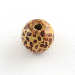 Printed Natural Wood Beads, Round, Peru, 18~19x16~17mm, Hole: 4~5mm, about 470pcs/1000g