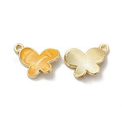 Pandants in lega di smalto, piombo & cadimo libero, oro chiaro, fascino farfalla, arancione, 18x15x3mm, Foro: 1.6 mm