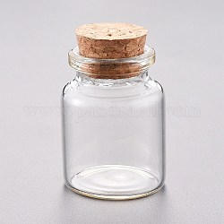 Contenedores de abalorios de vidrio, con tapón de corcho, deseando botella, Claro, 3x4 cm, capacidad: 15ml (0.5 fl. oz)