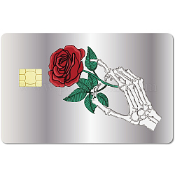 Autocollants de carte imperméables en plastique pvc, peau de carte autocollante pour décor de carte bancaire, rectangle, rose de juin, 186.3x137.3mm