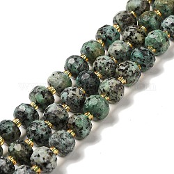 Brins de perles turquoises africaines naturelles (jaspe), avec des perles de rocaille, facettes rondelle, 7~8x5~6mm, Trou: 1mm, Environ 45~46 pcs/chapelet, 14.57''~14.96'' (37~38 cm)