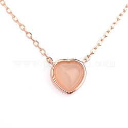 Колье с подвеской в виде сердца из натурального нефрита, 925 ожерелье из стерлингового серебра, розовое золото 