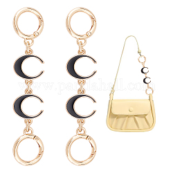 Unicraftale 2Pcs Alloy Enamel Crescent Moon Link Purse Strap Extenders, with Alloy Spring Gate Ring, for Underarm Bag Replacement Accessories, Black, 12.5cm