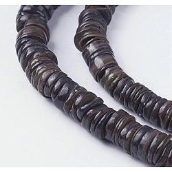 Perlas de concha hebras, teñido, disco, coco marrón, 4.9~6x0.4~6mm, agujero: 1.4 mm, aproximadamente 15.94 pulgada ~ 16.14 pulgadas (40.5~41 cm)