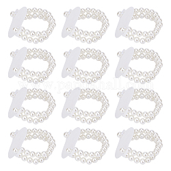 Plastic Imitation Pearl Stretch Bracelets, for Bridesmaid, Bridal, Party Jewelry(without Lace Edges), with Organza Bags, Mixed Color, 1-3/4 inch(4.5cm), Bead: 8mm, 12pcs/set