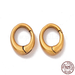 925 anello a molla in argento sterling, ovale, oro antico, 9x6x2mm, diametro interno: 5x4mm