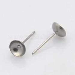 304 Stainless Steel Stud Earring Findings, Stainless Steel Color, 14x8mm, Pin: 0.4mm