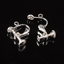 Risultati di orecchini a clip in ottone, colore argento placcato, 16x16~17x5mm, Foro: 1.5 mm