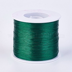 Cuerda de cristal elástica plana, Hilo de cuentas elástico, para hacer la pulsera elástica, verde mar, 0.7mm, alrededor de 546.8 yarda (500 m) / rollo