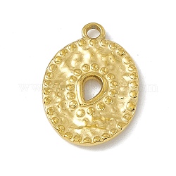 304 Stainless Steel Pendants, Textured, Oval Charm, Golden, 21.5x15x2mm, Hole: 2.3mm